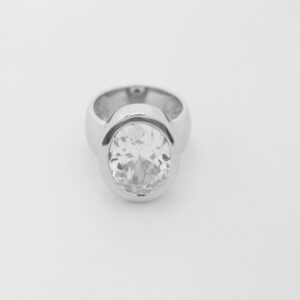 massiver Ring  Sterlingsilber rhodiniert mit Zirkonia