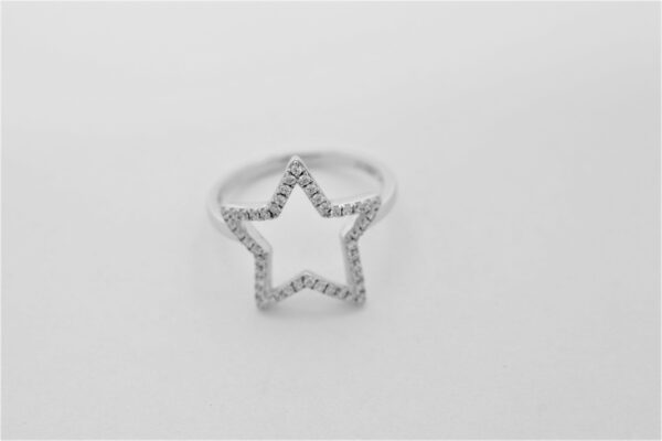 Ring in Sternform - Sterlingsilber rhodiniert  mit Zirkon