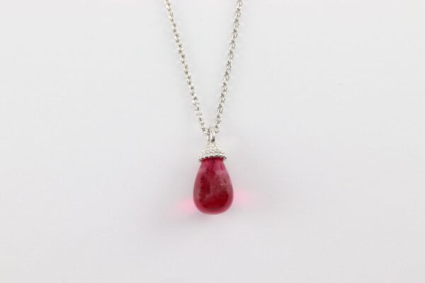 Collier  Sterlingsilber rhodiniert  mit rotem Flurit
