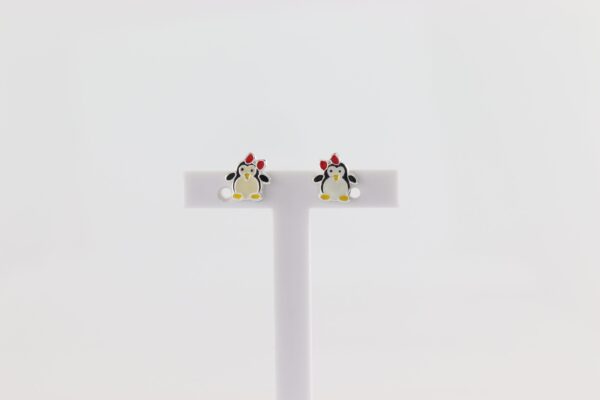 eine kleine Pinguindame als Ohrstecker in Sterlingsilber rhodiniert – Bild 2