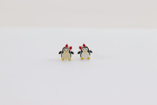 eine kleine Pinguindame als Ohrstecker in Sterlingsilber rhodiniert – Bild 4