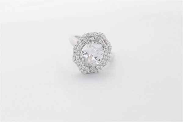 Moderner Ring in Sterlingsilber rhodiniert mit Zirkonia – Bild 2