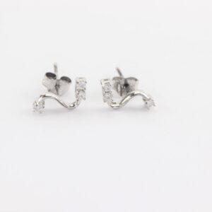 Ohrstecker in S Form  mit Zirkonia - Sterlingsilber  rhodiniert