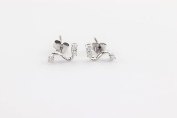 Ohrstecker in S Form  mit Zirkonia - Sterlingsilber  rhodiniert