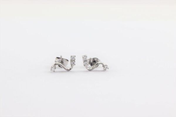 Ohrstecker in S Form  mit Zirkonia - Sterlingsilber  rhodiniert – Bild 3