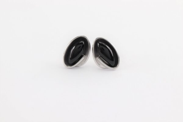 Ohrstecker mit Onyx in Sterlingsilber rhodiniert – Bild 3