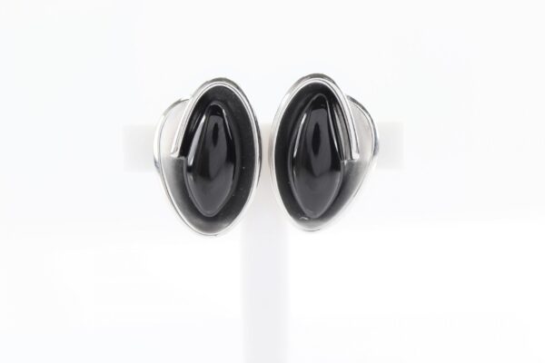 Ohrstecker mit Onyx in Sterlingsilber rhodiniert – Bild 4