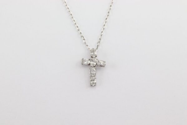 ein wunderschönes Kreuz mit Kette in Sterlingsilber rhodiniert – Bild 4