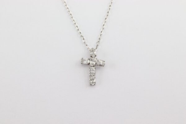 ein wunderschönes Kreuz mit Kette in Sterlingsilber rhodiniert – Bild 2