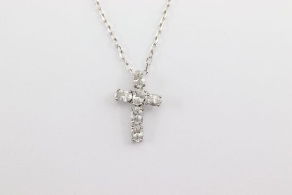 ein wunderschönes Kreuz mit Kette in Sterlingsilber rhodiniert – Bild 3