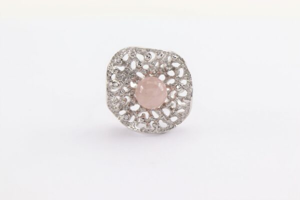 Ring  in Sterlingsilber mit Rosenquarz