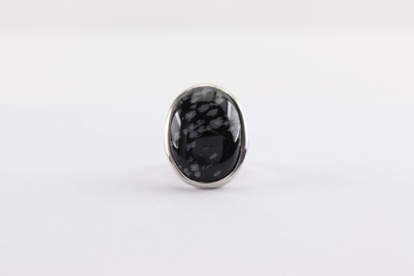 Ring mit Schneeflocken-Obsidian  in Sterlingsilber – Bild 2