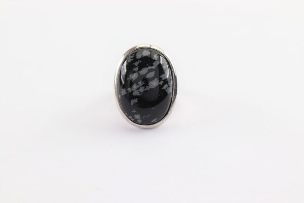 Ring mit Schneeflocken-Obsidian  in Sterlingsilber – Bild 3