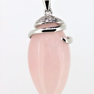 Anhänger mit Kette in Sterlingsilber und Rosenquarz
