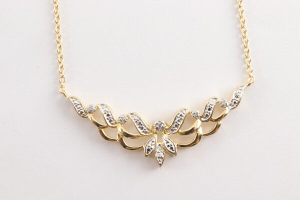 sehr schönes Collier in Sterlingsilber vergoldet mit Diamanten