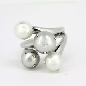 Ring Sterlingsilber rhodiniert mit Perlen