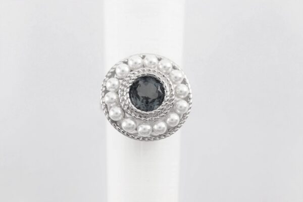 Ring in Sterlingsilber rhodiniert mit Perle und Aquamarin