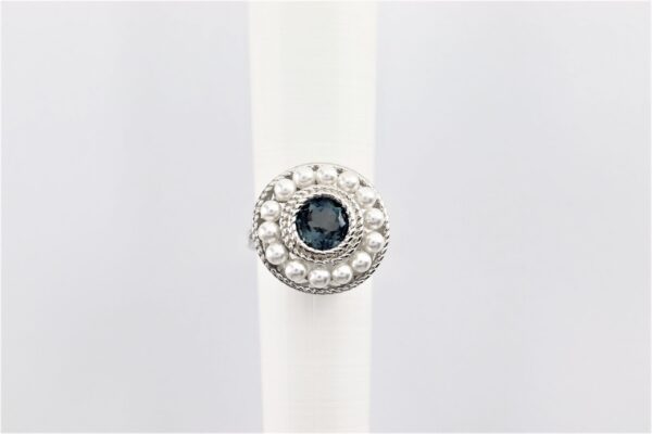 Ring in Sterlingsilber rhodiniert mit Perle und Aquamarin – Bild 2