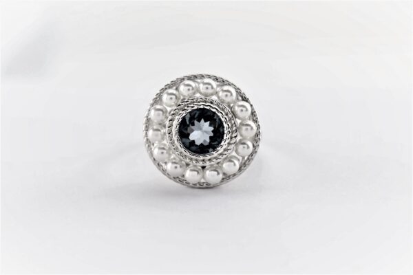 Ring in Sterlingsilber rhodiniert mit Perle und Aquamarin – Bild 4