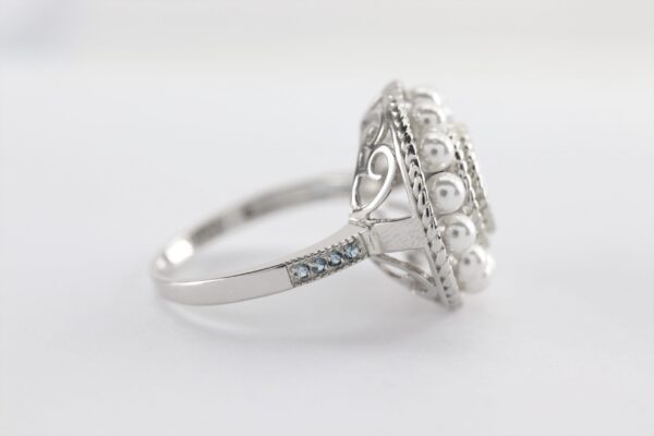 Ring in Sterlingsilber rhodiniert mit Perle und Aquamarin – Bild 6