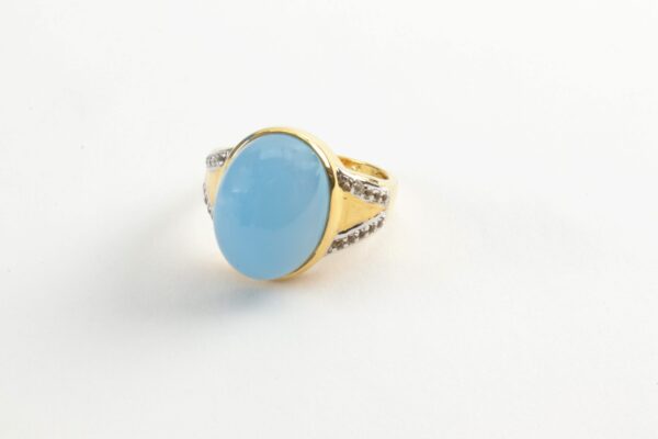 Ring Silber vergoldet mit blauem Achat – Bild 4