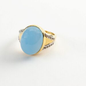 Ring Silber vergoldet mit blauem Achat
