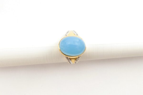 Ring Silber vergoldet mit blauem Achat – Bild 5