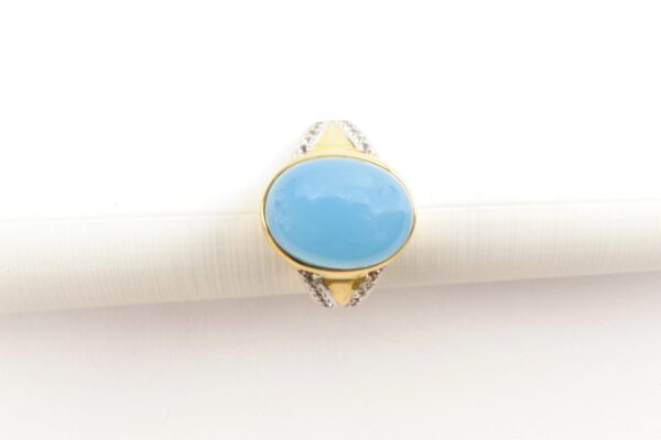 Ring Silber vergoldet mit blauem Achat – Bild 6