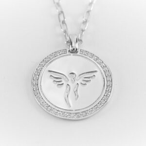 Collier mit Engel in Sterlingsilber mit Zirkonia