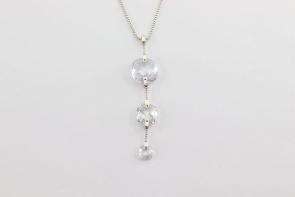 Collier mit schimmerndem Zirkonia  in Sterlingsilber rhodiniert – Bild 2