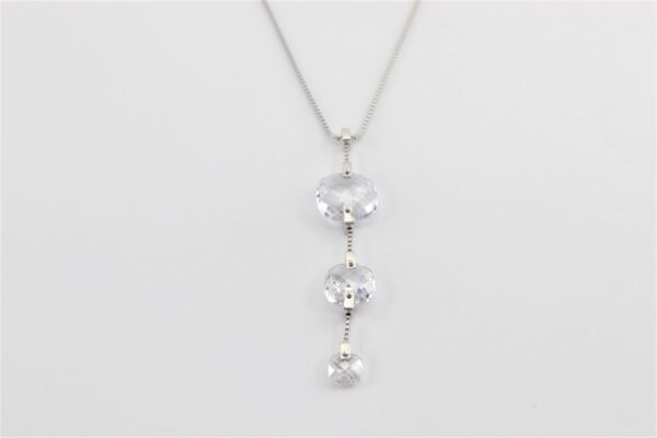 Collier mit schimmerndem Zirkonia  in Sterlingsilber rhodiniert – Bild 3