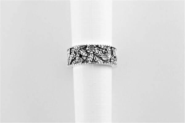 Ring in Sterlingsilber rhodiniert mit Blumenmuster – Bild 2