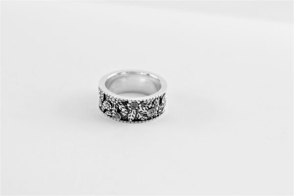 Ring in Sterlingsilber rhodiniert mit Blumenmuster – Bild 3
