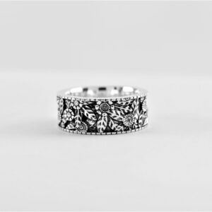 Ring in Sterlingsilber rhodiniert mit Blumenmuster