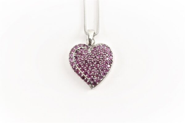 Collier - Herz mit Rubinen  in Sterlingsilber