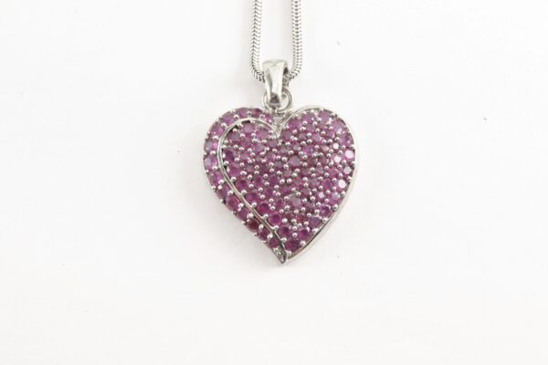 Collier - Herz mit Rubinen  in Sterlingsilber – Bild 3