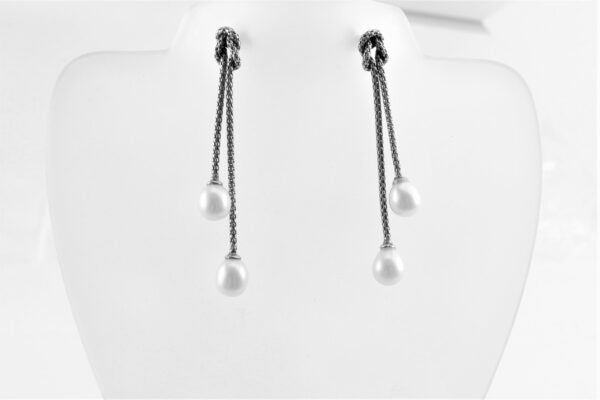 auffallende Ohrstecker in Sterlingsilber mit Perle – Bild 3