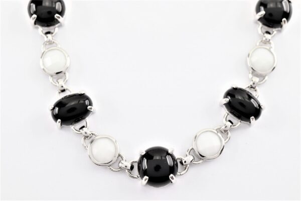 Collier  Sterlingsilber  rhodiniert  mit Onyx + Achat – Bild 3
