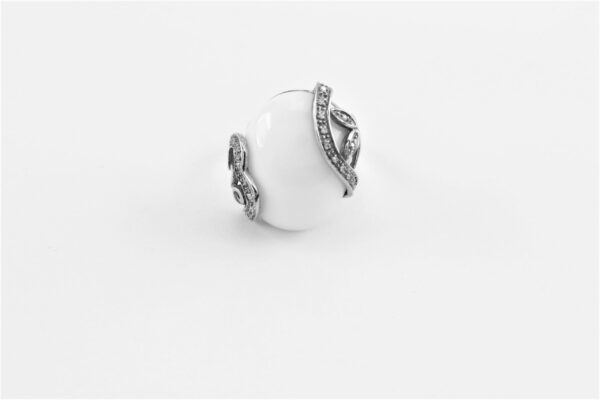 Damenring in Sterlingsilber rhodiniert mit Weißem Achat – Bild 4