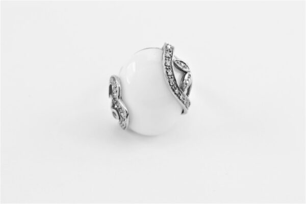 Damenring in Sterlingsilber rhodiniert mit Weißem Achat – Bild 5