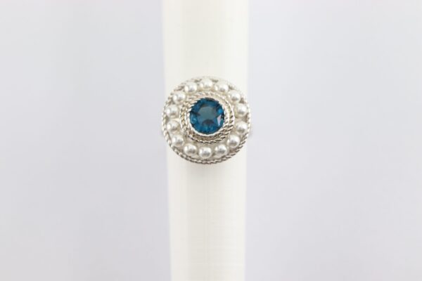 Sterlingsilber mit Aquamarin und Süßwasserperlen