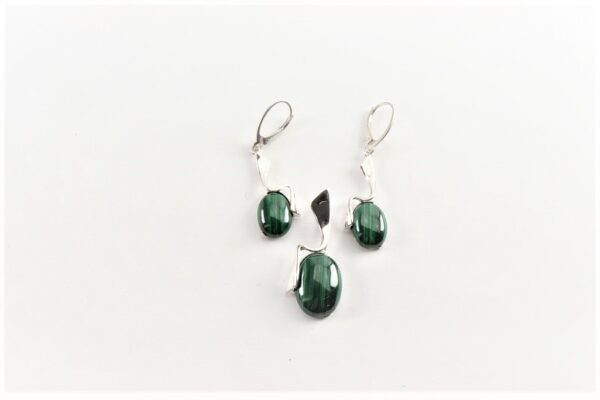sehr schönes Schmuckset in Silber mit Malachit – Bild 4