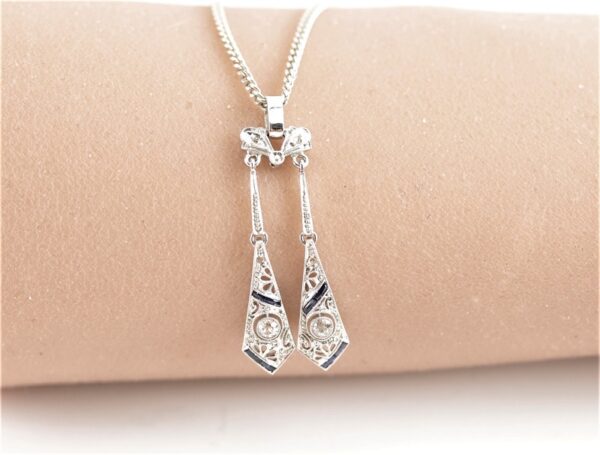 Herrliches Collier mit 2 Diamanten in Sterlingsilber – Bild 3