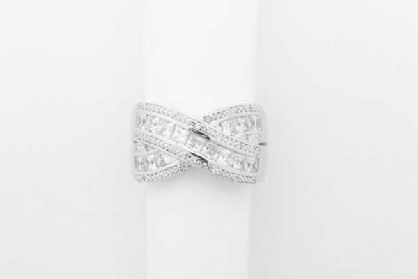 massiver ring Sterlingsilber rhodiniert mit Zirkonia – Bild 2