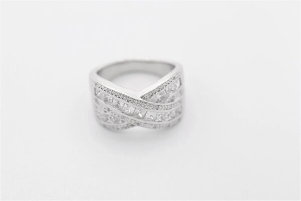 massiver ring Sterlingsilber rhodiniert mit Zirkonia – Bild 3