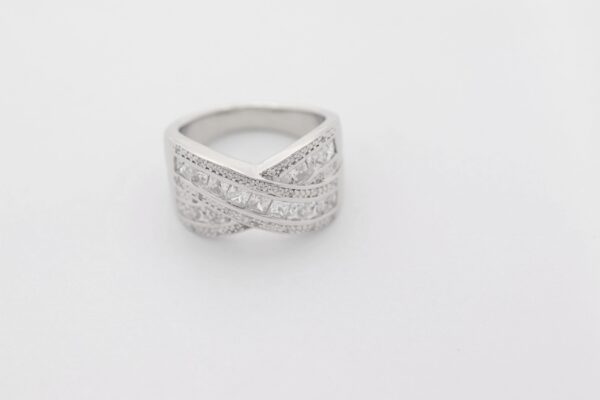 massiver ring Sterlingsilber rhodiniert mit Zirkonia – Bild 5
