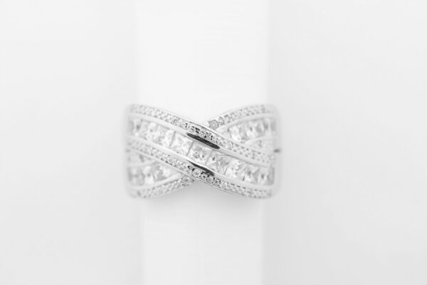 massiver ring Sterlingsilber rhodiniert mit Zirkonia – Bild 6