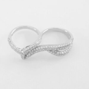 Doppelring in Sterlingsilber rhodiniert mit Zirkonia