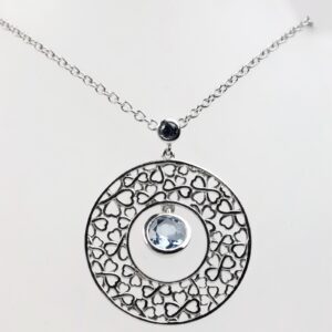 Collier in Sterlingsilber mit Aquamarin
