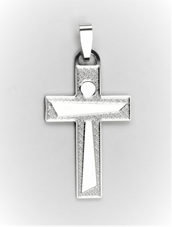 modernes Kreuz in Sterlingsilber rhodiniert mit Kette